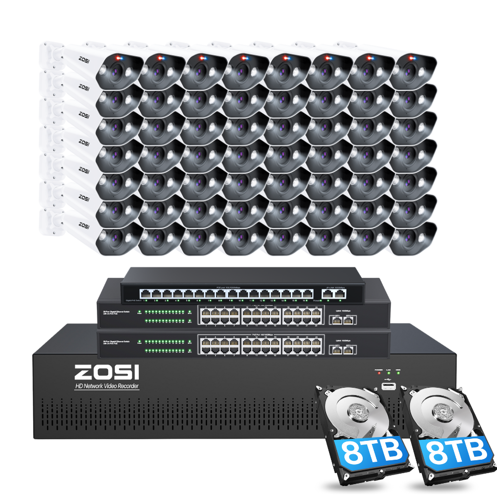 C182 64 Channel 4K PoE Security Camera System for Business + Include 16TB HDD