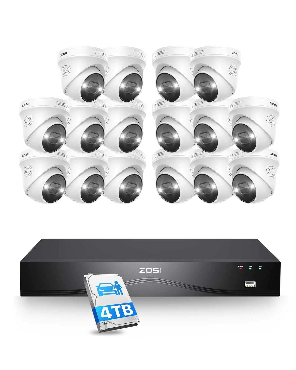 C225 4K 16CH Security System(32-Camera Capable) + 4TB HDD + Optional Dual Hard Drive Zosi