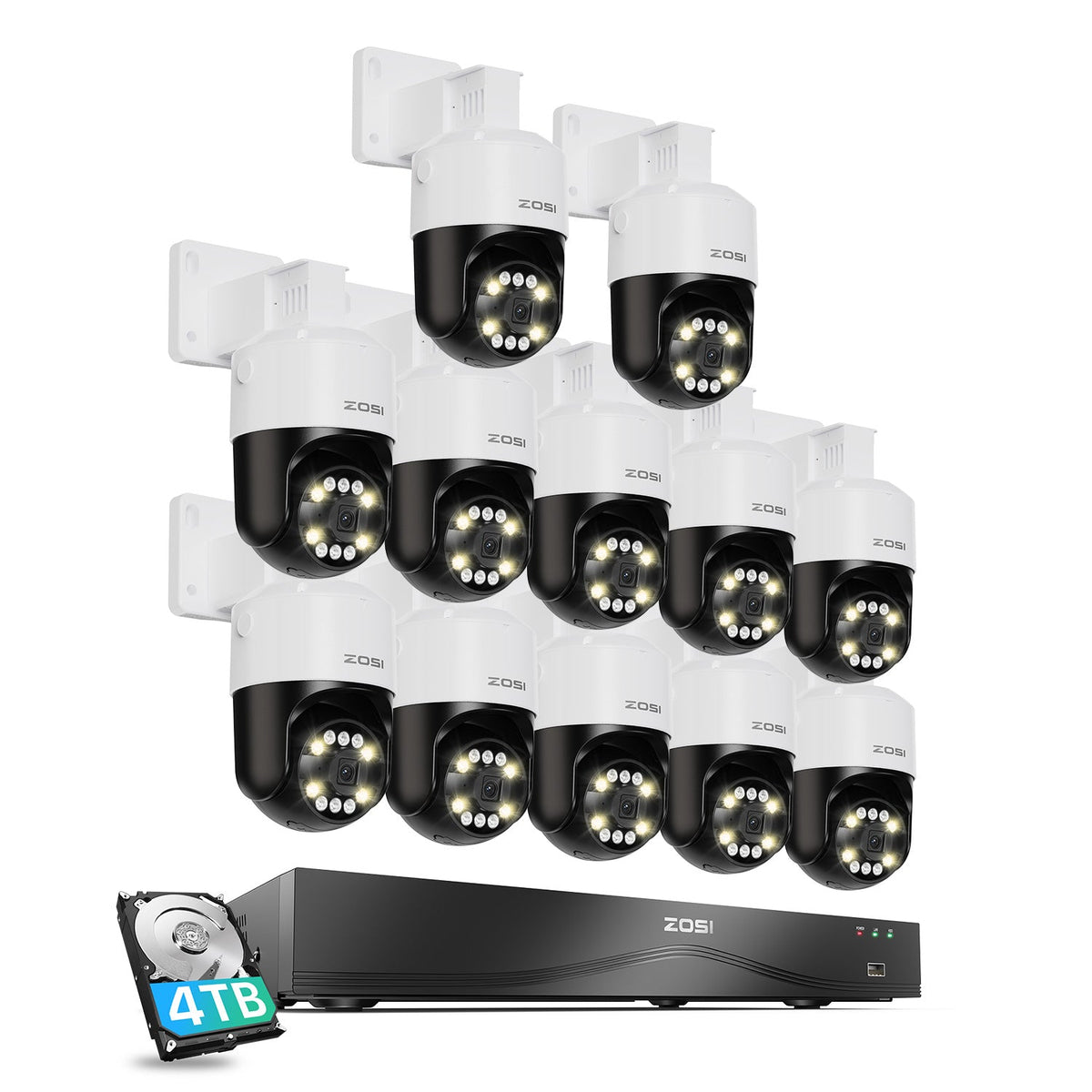 C296B 4K 16 Channel Pan-Tilt PoE Security System(32CH Expandable) + Up To 16TB HDD Zosi