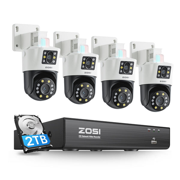 C298 Dual-Lens(4MP+4MP) PoE Camera System + 2TB Hard Drive