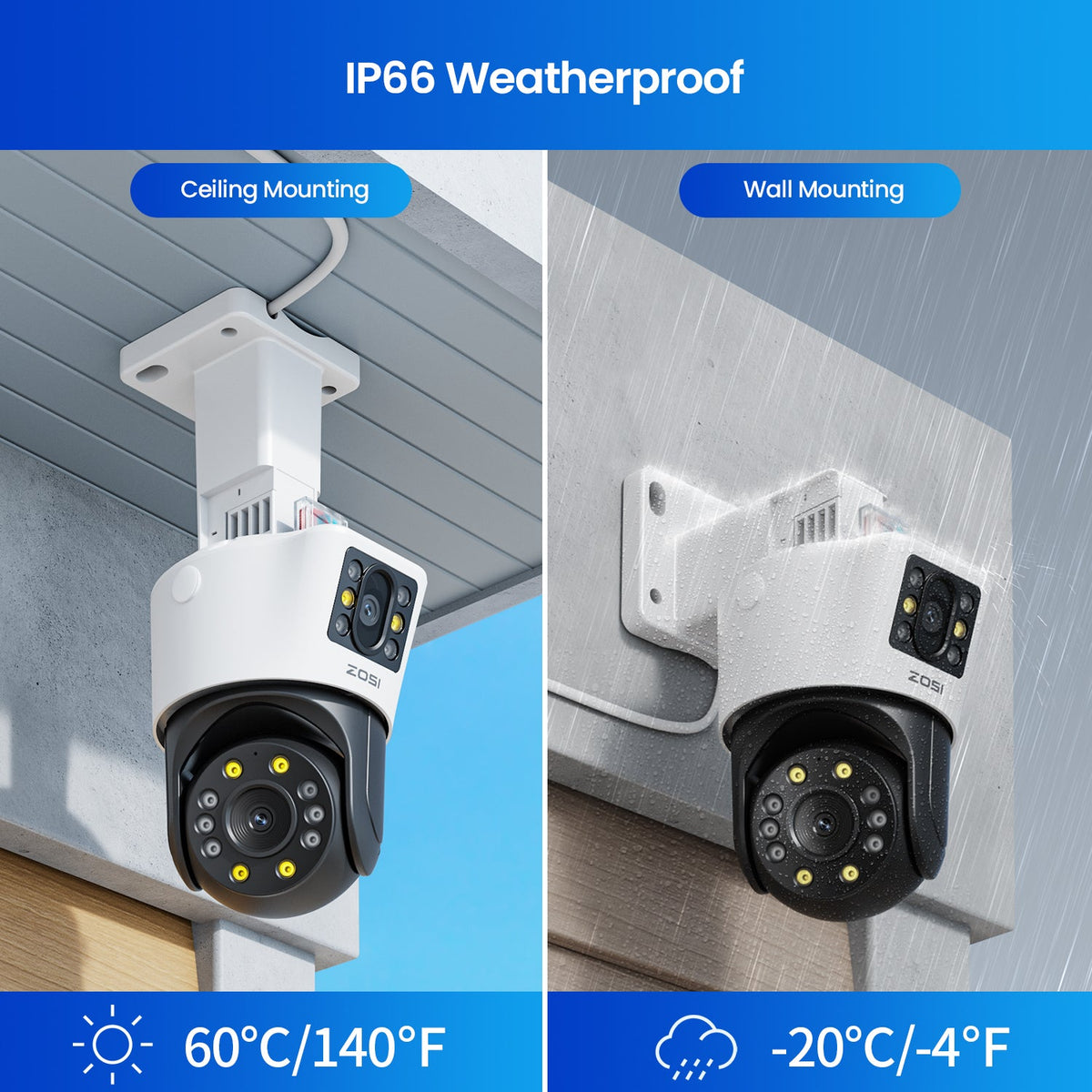 C225/C298 4K Dual Lens Security Camera System(32CH Expandable) + 4TB Hard Drive Zosi