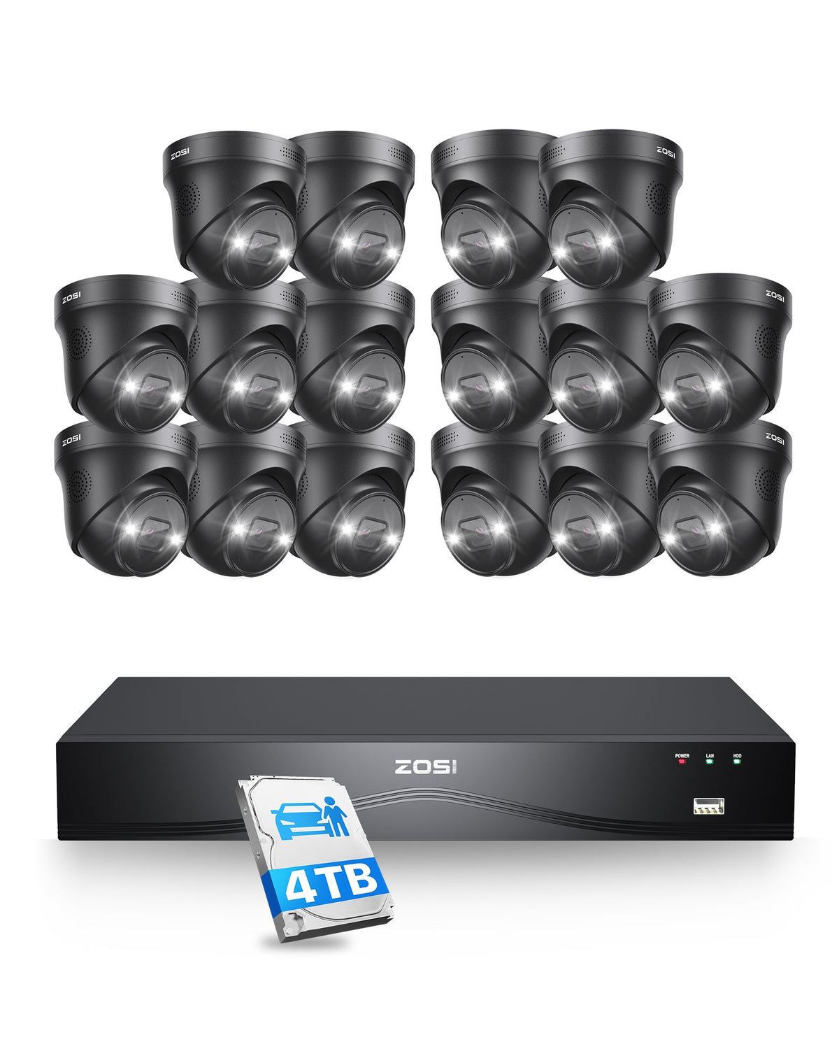 C225 4K 16CH Security System(32-Camera Capable) + 4TB HDD + Optional Dual Hard Drive Zosi