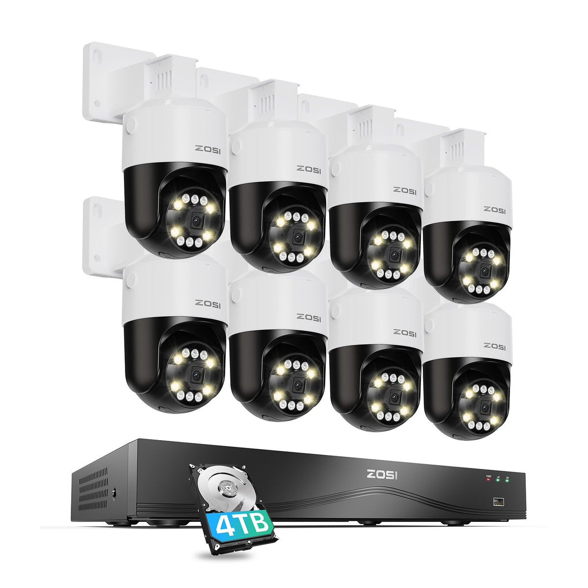 C296B 4K 16 Channel Pan-Tilt PoE Security System(32CH Expandable) + Up To 16TB HDD Zosi