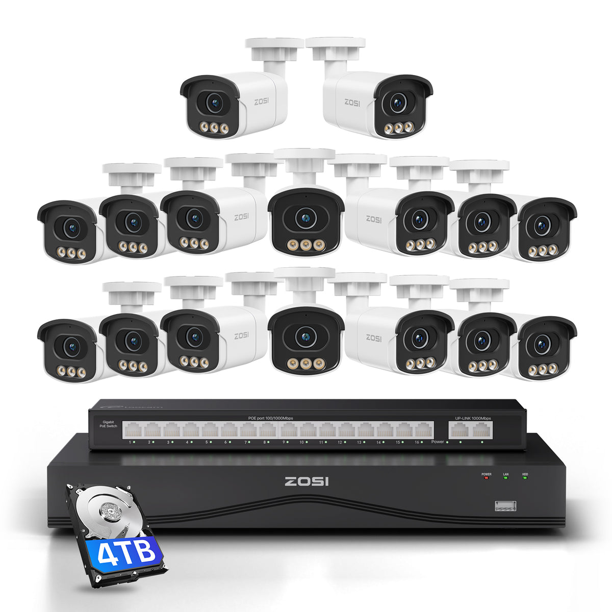 C186A 32 Channel 4K PoE Security System with True Color Night + Up To 16TB HDD
