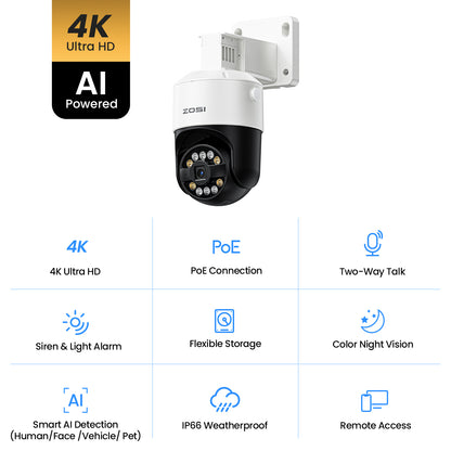 C296B 4K 16CH PTZ PoE Security System(32-Camera Capable) + 4TB Hard Drive