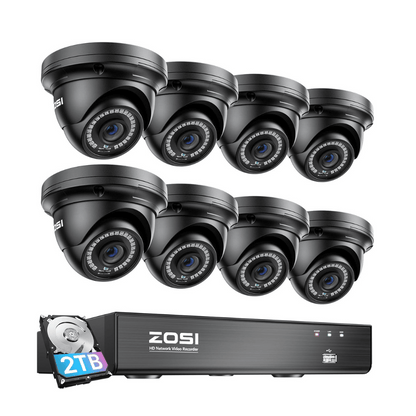 C429 5MP PoE Security System + 4K 8 Channel PoE NVR + 2TB Hard Drive Zosi