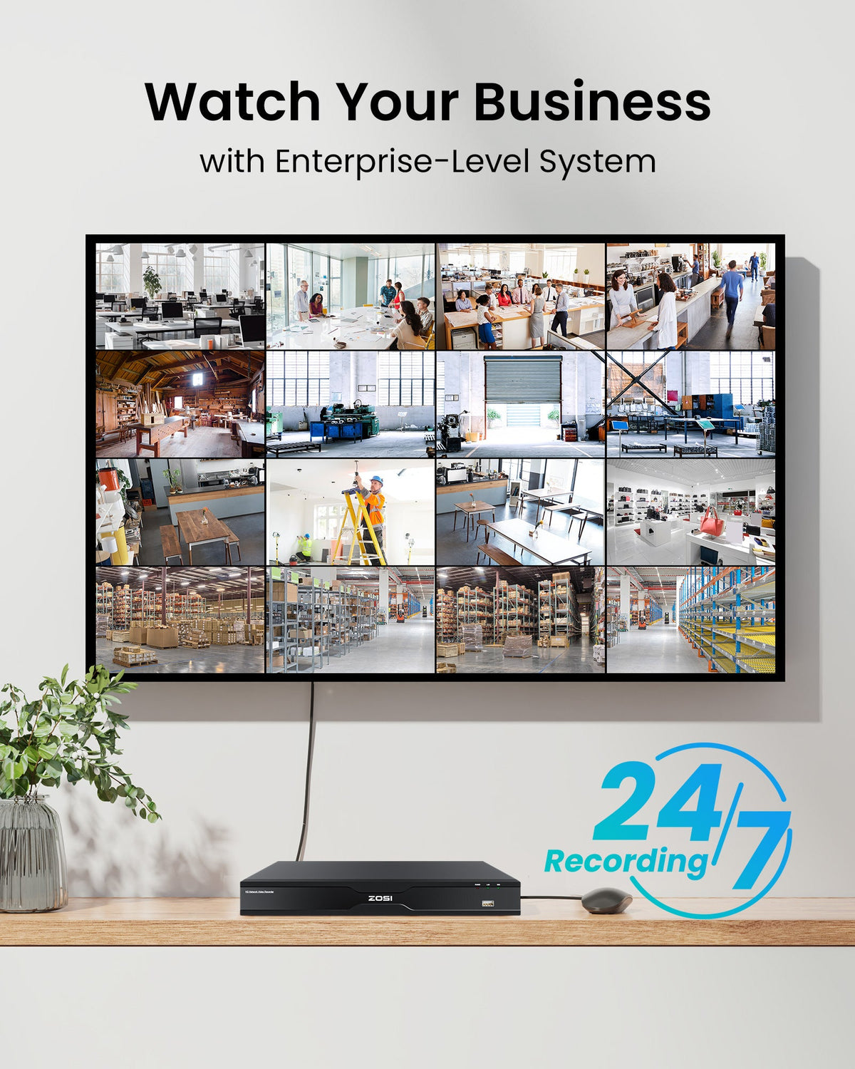 C296B 32 Channel 4K PT PoE Security Camera System for Business +Up To 16TB HDD Zosi