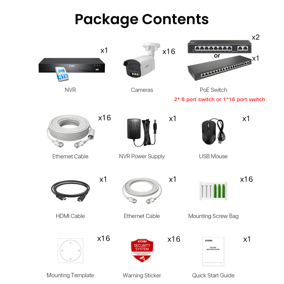 C186A 32 Channel 4K PoE Security System with True Color Night + Up To 16TB HDD