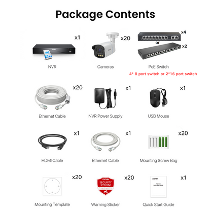 C186A 32 Channel 4K PoE Security System with True Color Night + Up To 16TB HDD