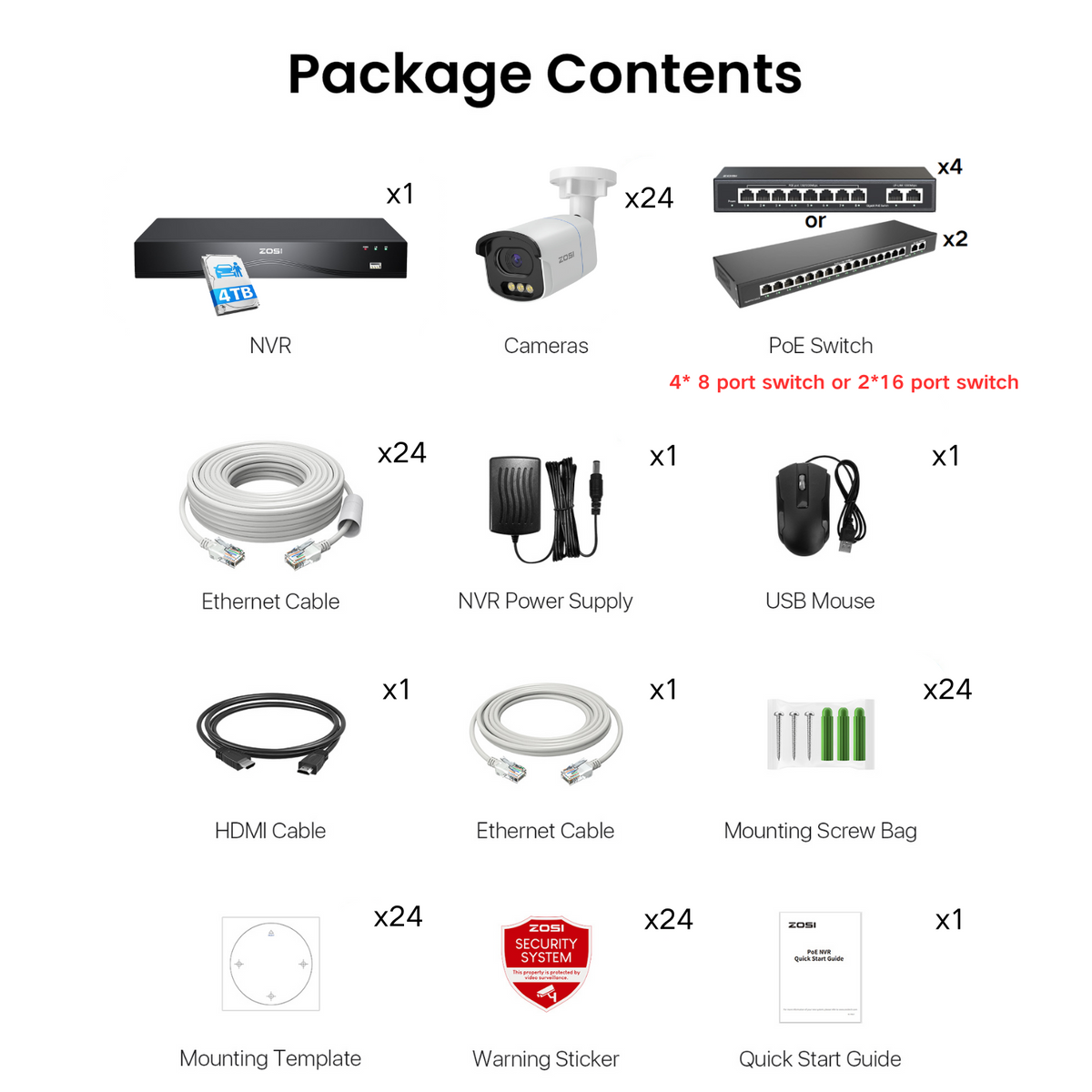 C186A 32 Channel 4K PoE Security System with True Color Night + Up To 16TB HDD