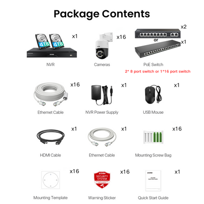 C296B 32 Channel 4K PTZ PoE Security Camera System for Business + Up To 16TB HDD