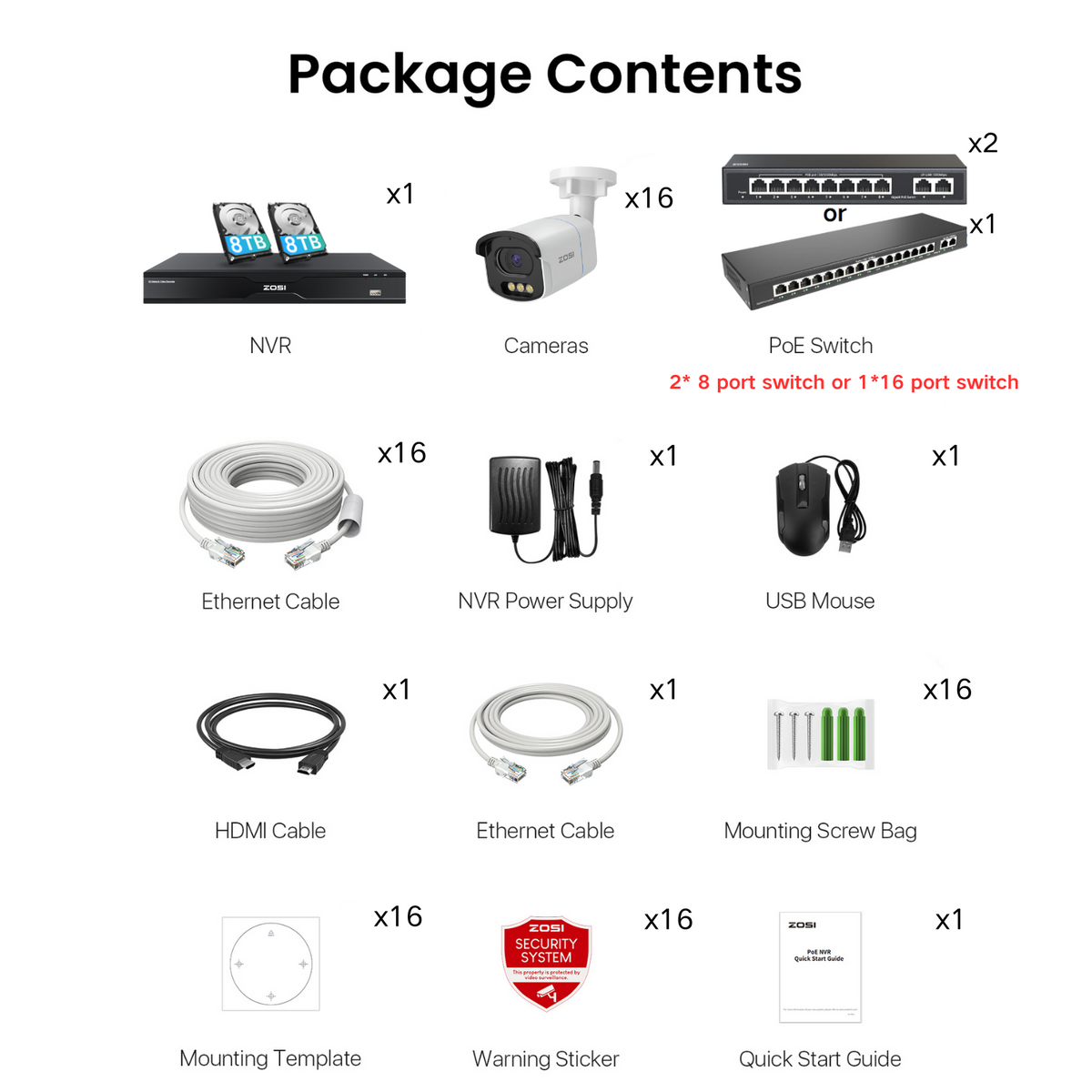 C186A 32 Channel 4K PoE Security System with True Color Night + Up To 16TB HDD