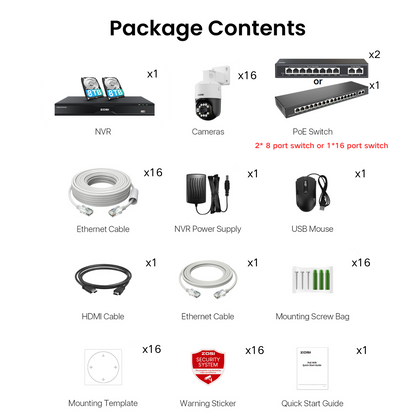 C296B 32 Channel 4K PTZ PoE Security Camera System for Business + Up To 16TB HDD