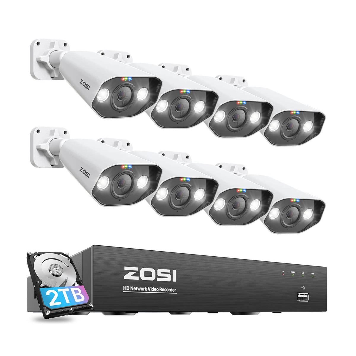 C182 4K 8 Channel Security System + Up to 8 Cameras + 2TB Hard Drive Zosi