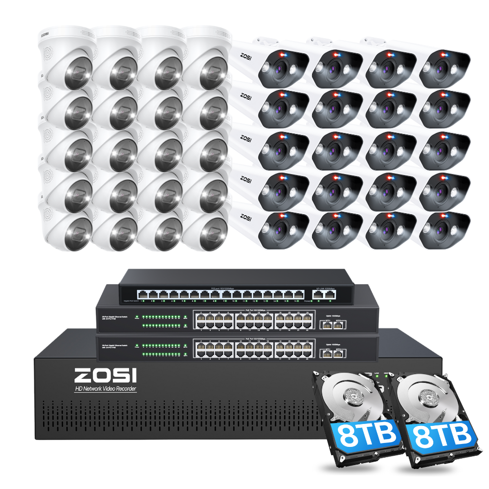 C182/C225 64 Channel 4K PoE Security Camera System for Business + Include 16TB HDD