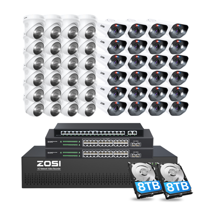 C182/C225 64 Channel 4K PoE Security Camera System for Business + Include 16TB HDD