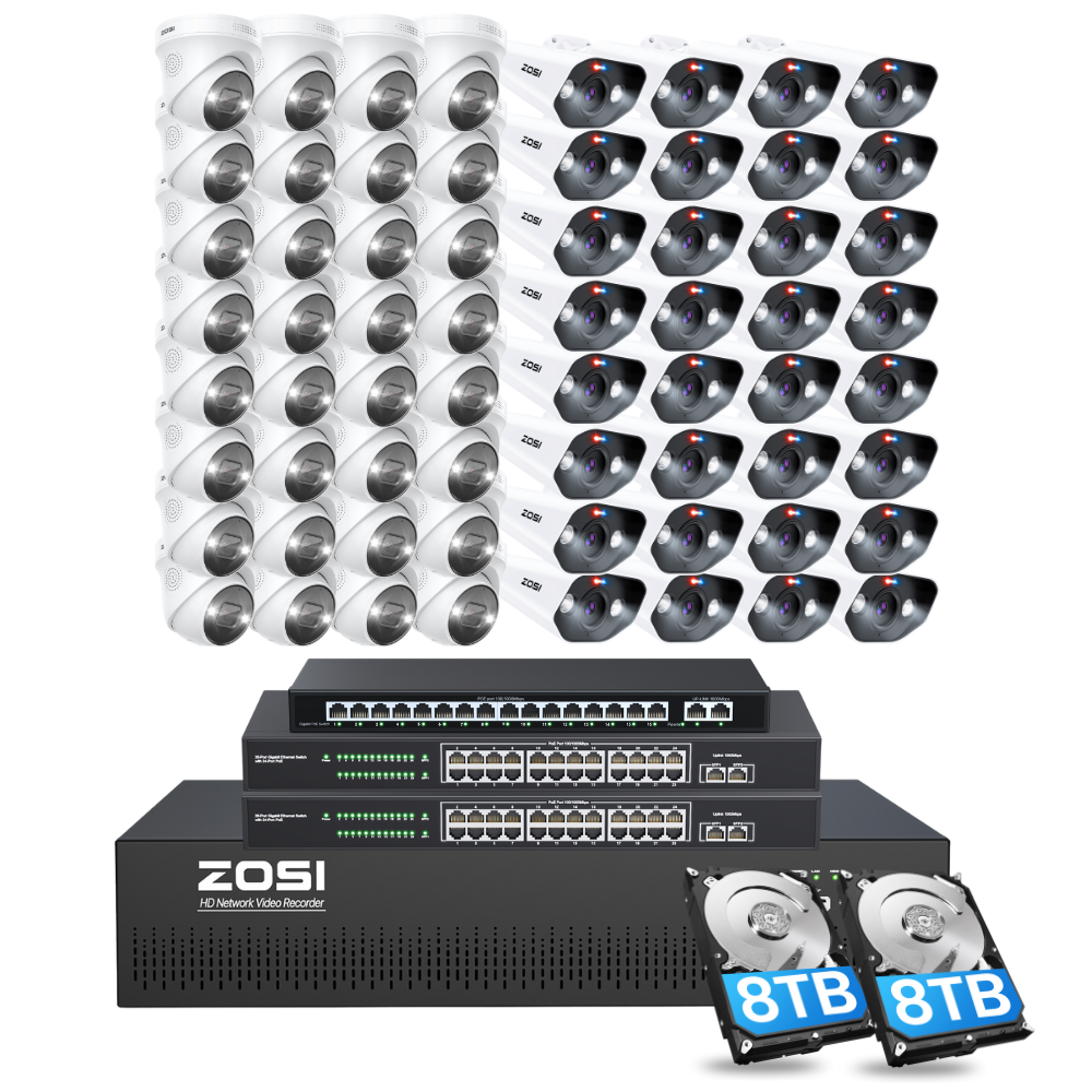 C182/C225 64 Channel 4K PoE Security Camera System for Business + Include 16TB HDD