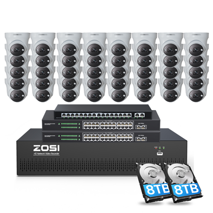 C225 64 Channel 4K PoE Security Camera System for Business + Include 16TB HDD