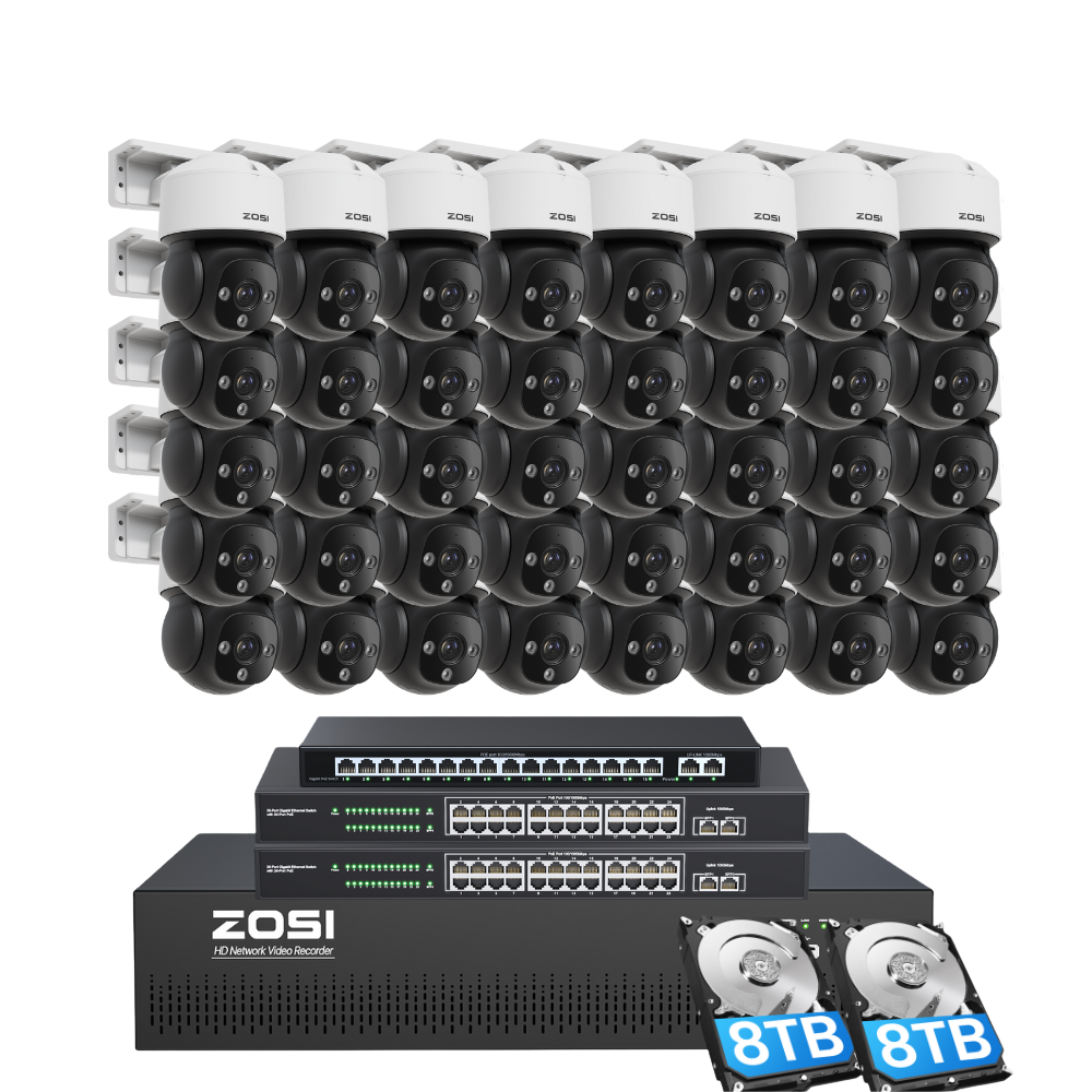 C290 64 Channel PT 4K PoE Security Camera System for Business + Include 16TB HDD