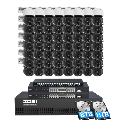 C290 64 Channel PT 4K PoE Security Camera System for Business + Include 16TB HDD