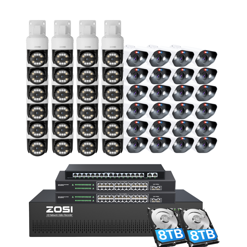 C296/C182 64 Channel PTZ 4K PoE Security Camera System for Business + Include 16TB HDD