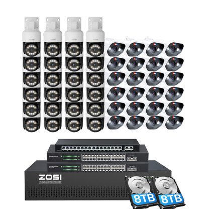 C296/C182 64 Channel PTZ 4K PoE Security Camera System for Business + Include 16TB HDD