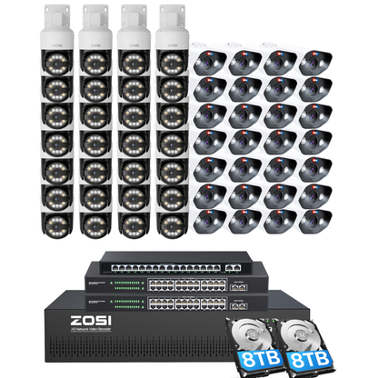 C296/C182 64 Channel PTZ 4K PoE Security Camera System for Business + Include 16TB HDD