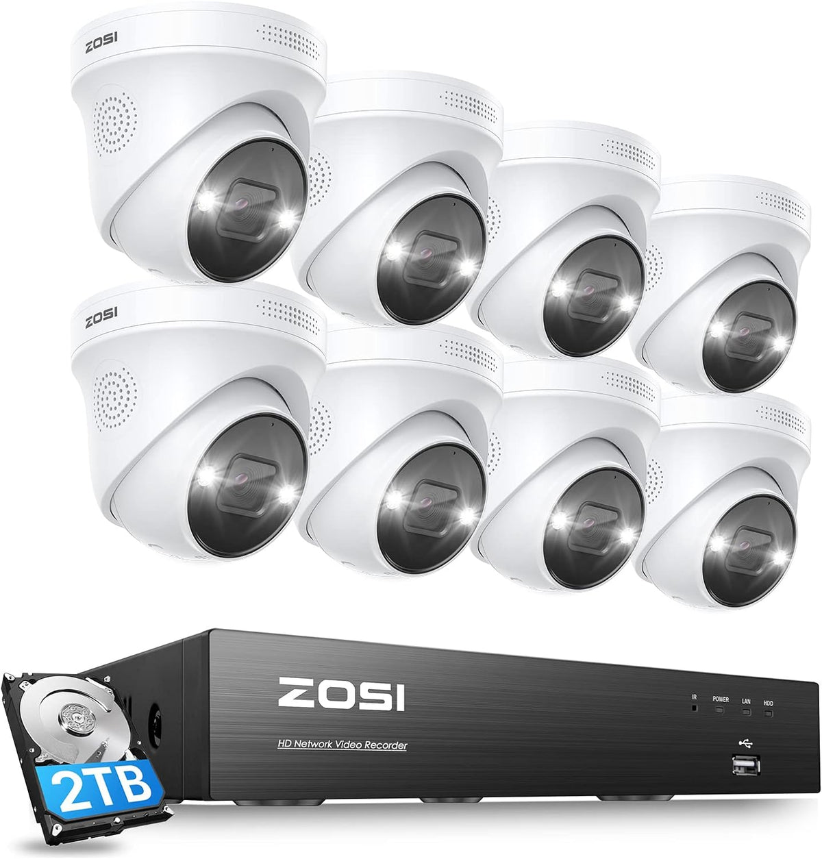C225 4K 8 Channel Security System + Up to 8 Cameras + 2TB / 4TB Hard Drive Zosi