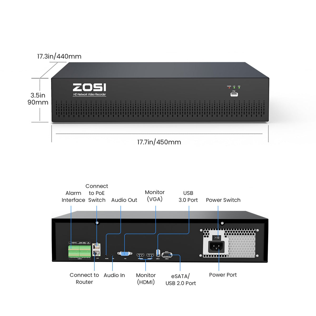 C186A 64 Channel 4K PoE Security Camera System for Business + Include 16TB HDD