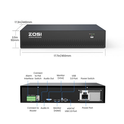 C290 64 Channel PT 4K PoE Security Camera System for Business + Include 16TB HDD