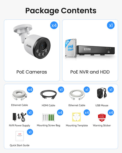 C180 4K 8CH Security Camera System with One-Way Audio + 2TB HDD