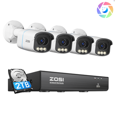 C186A 4K 8-Channel PoE Security System with Color Night Vision + 2TB Hard Drive