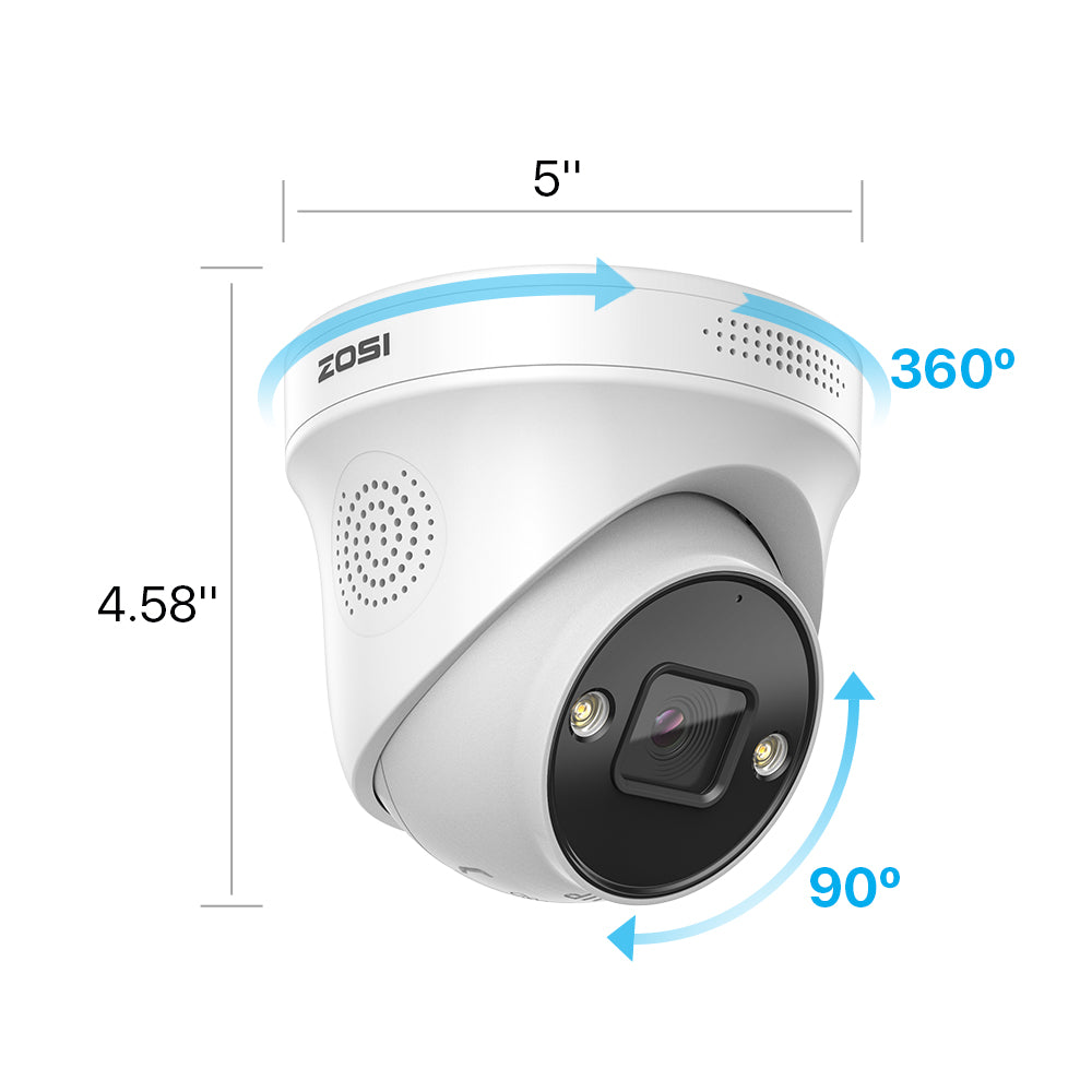 C225/C298 4K Dual Lens Security Camera System(32CH Expandable) + 4TB Hard Drive Zosi